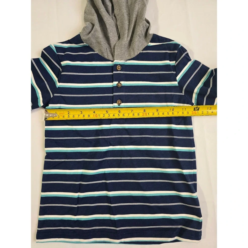 Carters Boys 3T 2pc Outfit Set Striped Hooded Henley and Brown Jogger Pants NEW